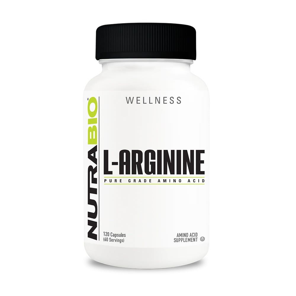 NutraBio L-Arginine - 120 Vegetable Capsules