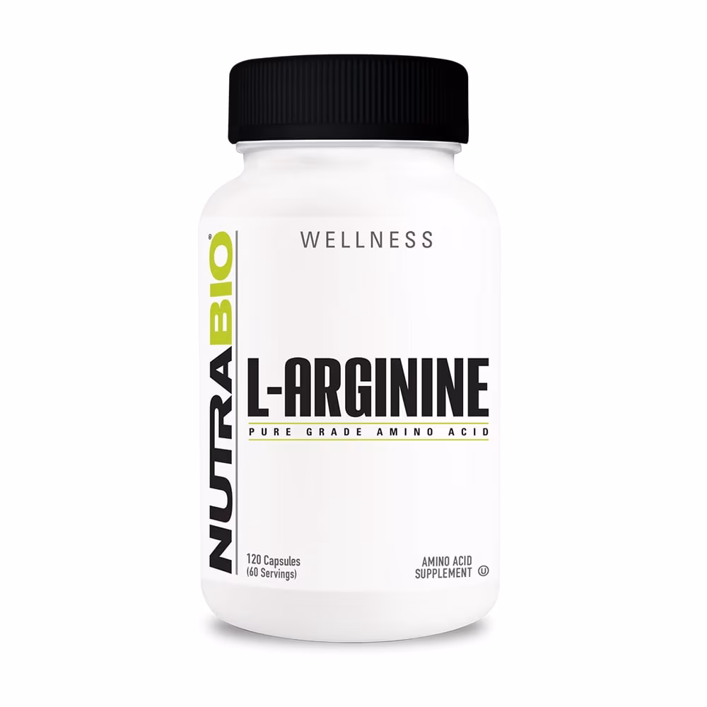 NutraBio L-Arginine - 120 Vegetable Capsules