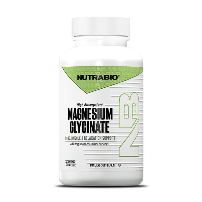 NutraBio Magnesium Glycinate - 120 Vegetable Capsules