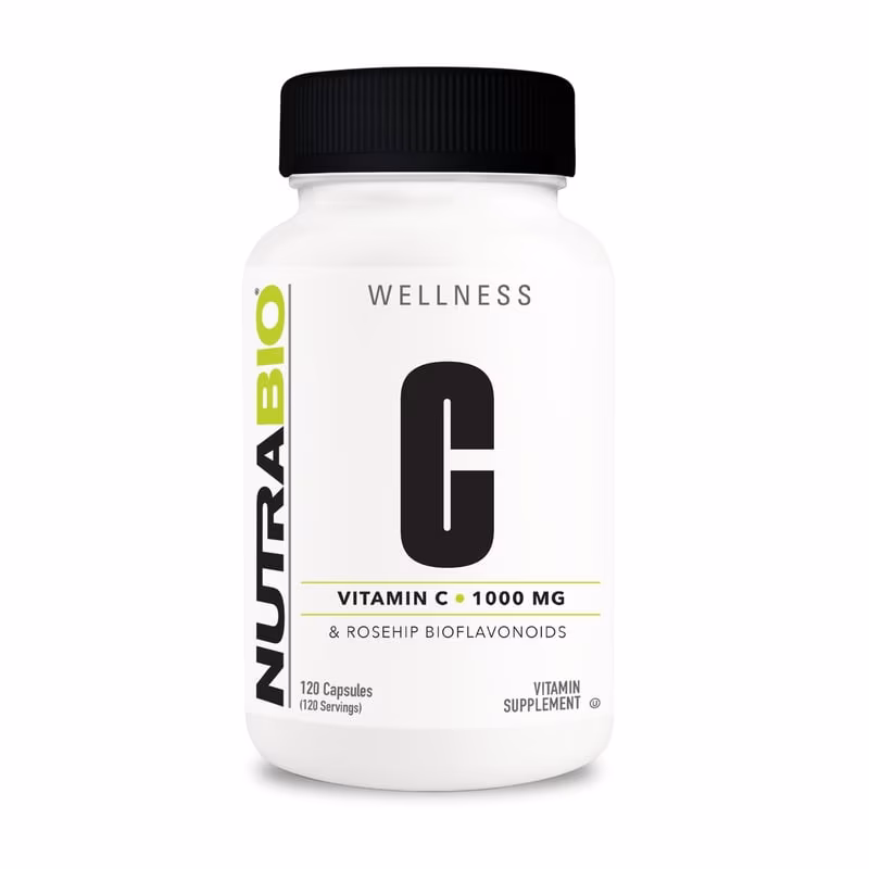 NutraBio 維他命C 1000毫克 配玫瑰果 - 120粒
