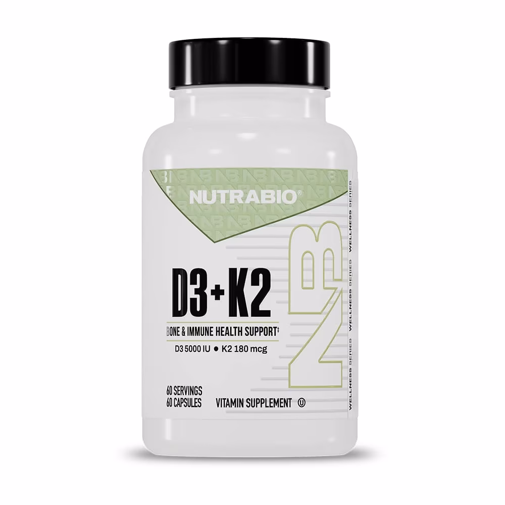 NutraBio 維他命D3+K2 - 60粒蔬菜膠囊