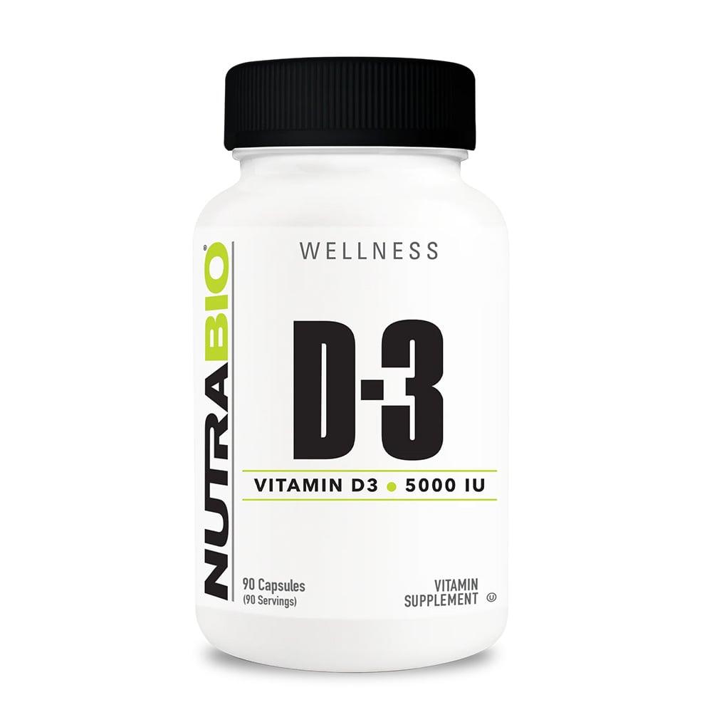 NutraBio 維他命 D-3 (5000iu) - 90粒蔬菜膠囊